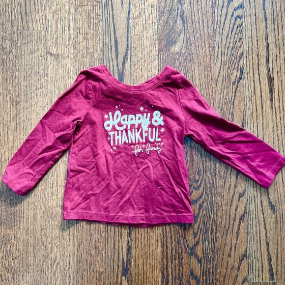 Cat & Jack Happy & Thankful Toddler Girl Thanksgiving Long Sleeve Shirt - 18 mo - Picture 1 of 2